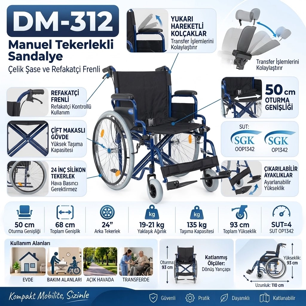 Comfort Plus DM-312 50cm Tekerlekli Sandalye