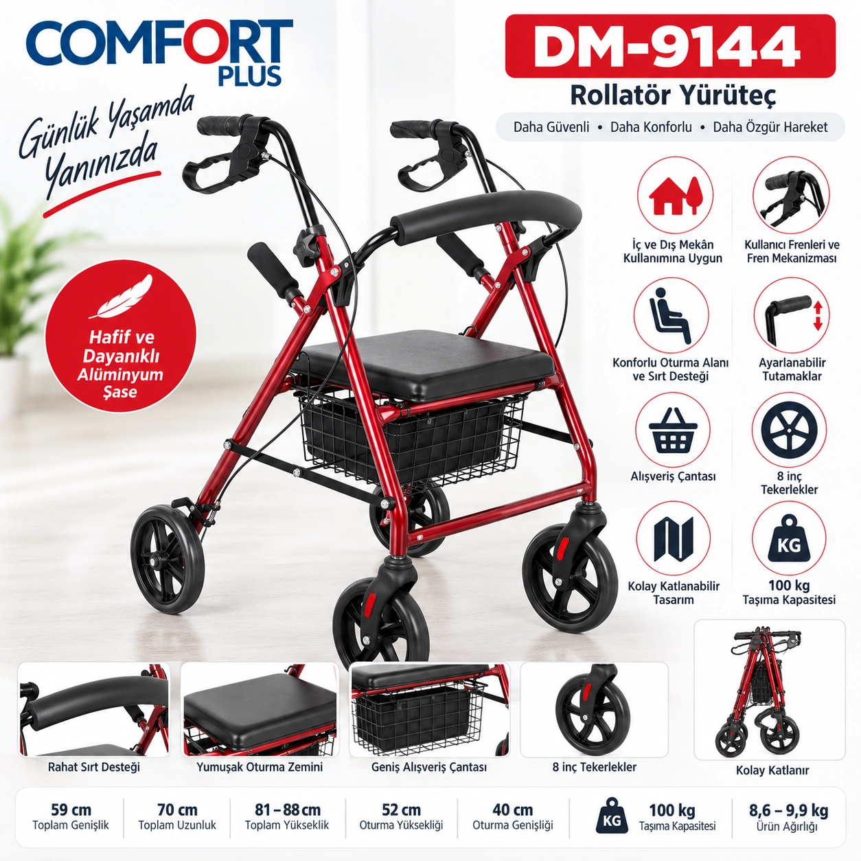 Comfort Plus DM-9144 Rolatör Yürüteç