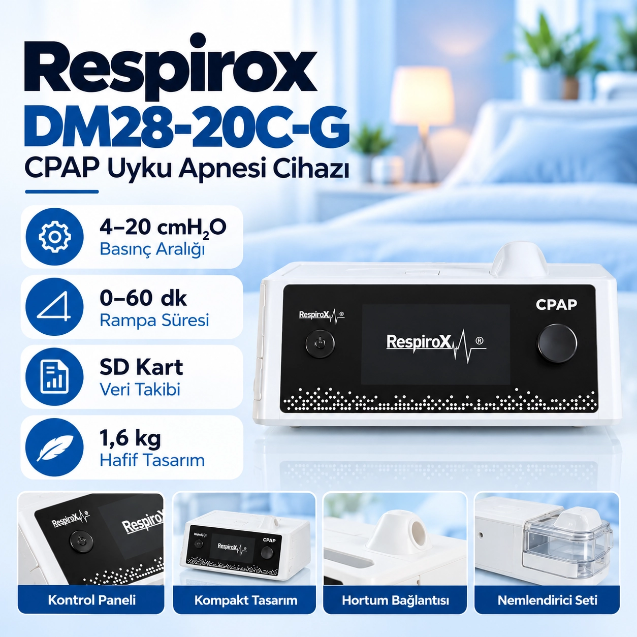 Respirox DM28-20C-G CPAP Cihazı – Uyku Apnesi Makinesi