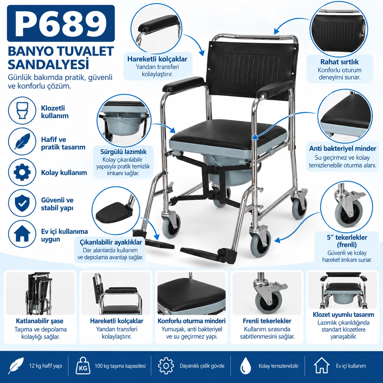 Poylin P689 Banyo Tuvalet Sandalyesi