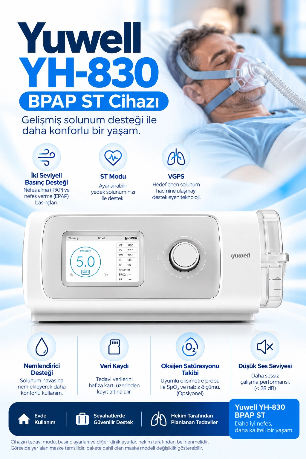 Yuwell YH-830 BPAP ST Cihazı