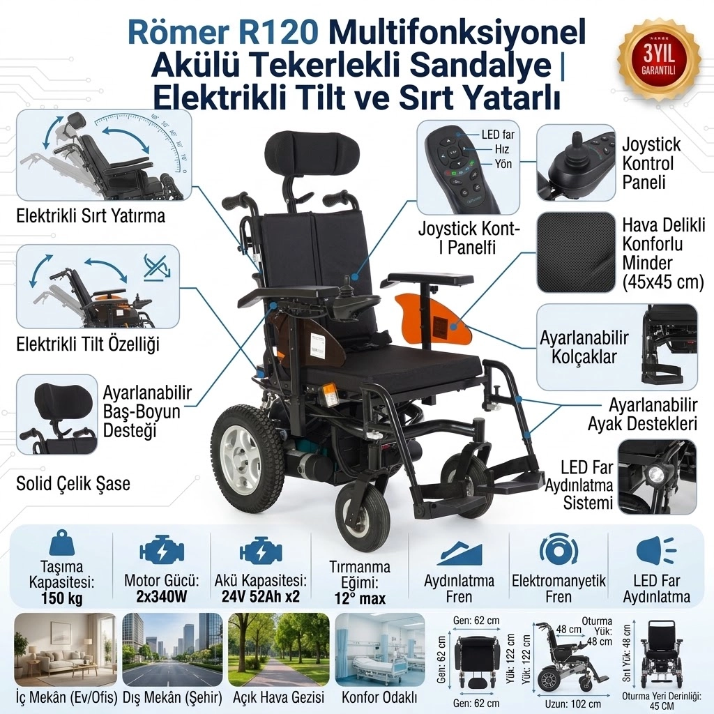 Römer R120 Özellikli Akülü Tekerlekli Sandalye
