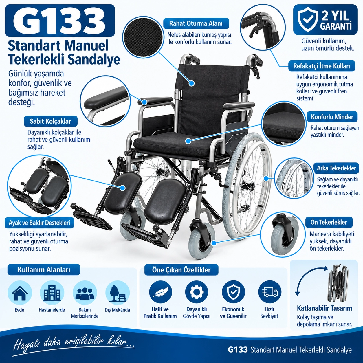 Golfi G133 Manuel Tekerlekli Sandalye