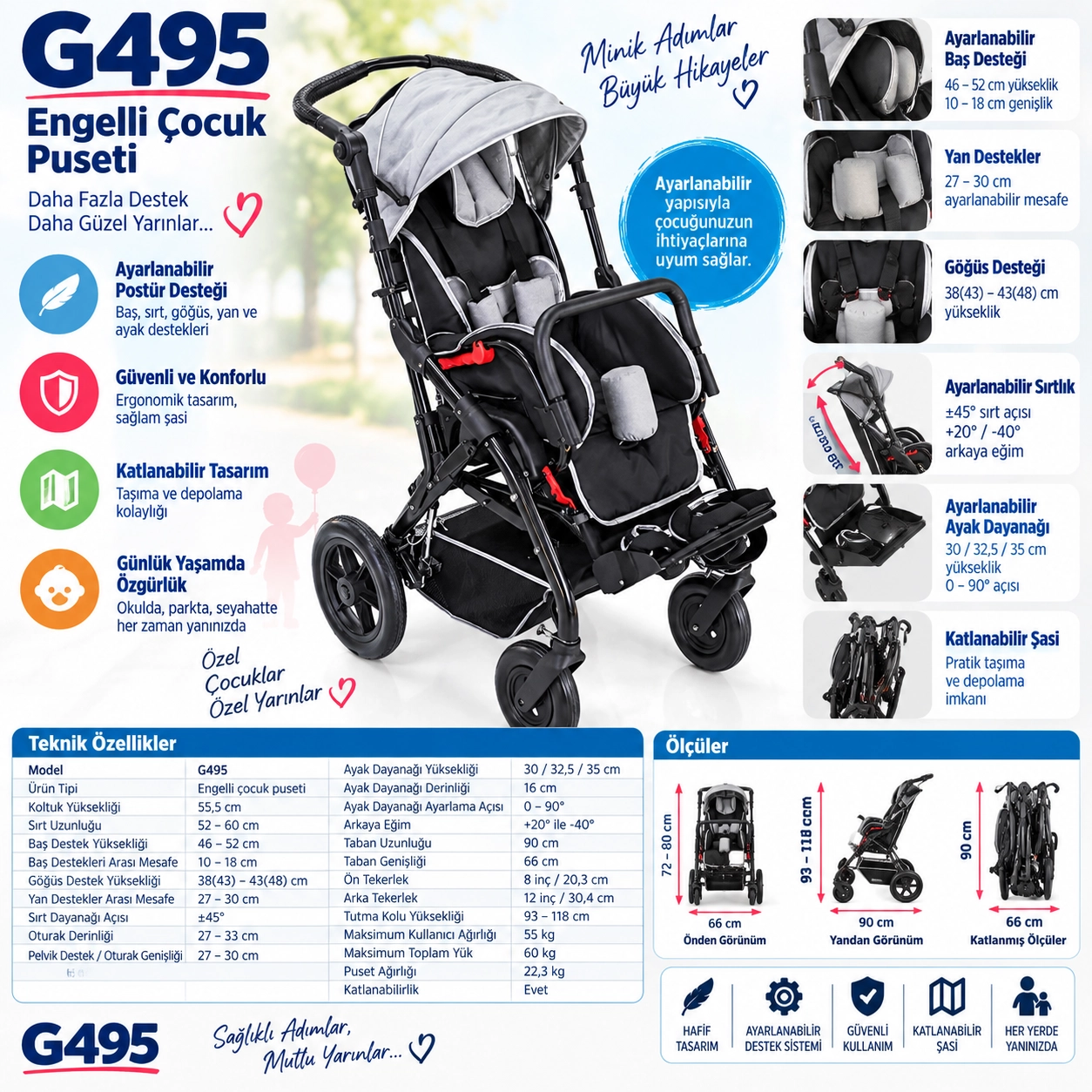 Golfi G495 Engelli Çocuk Puseti