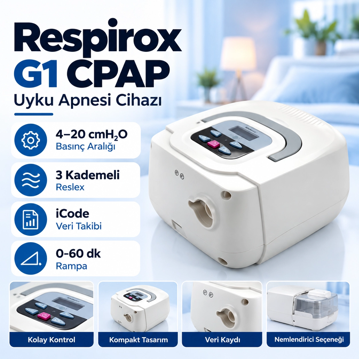 Respirox G1 CPAP Cihazı – Uyku Apnesi Cihazı