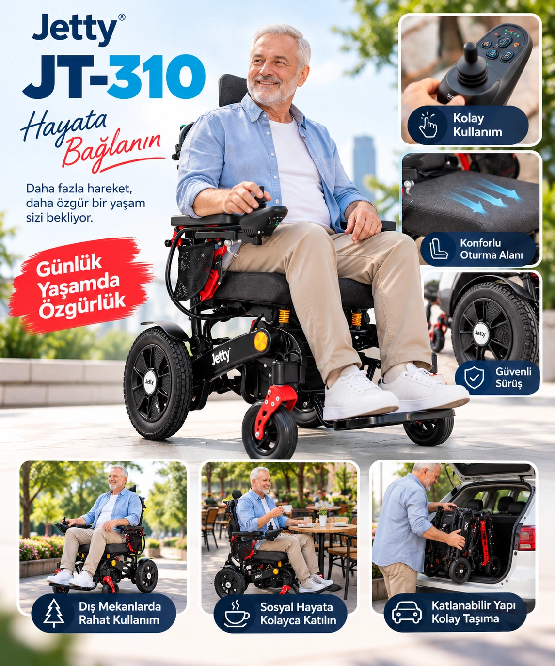 JT-310 Hafif Akülü Tekerlekli Sandalye 