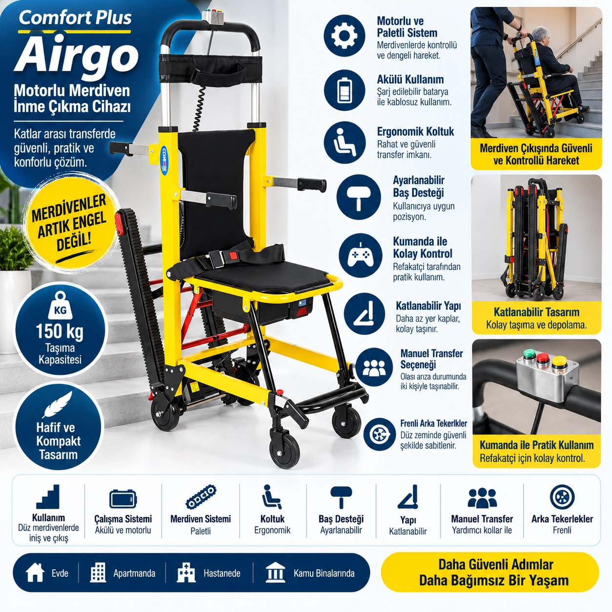 Comfort Plus Airgo Merdiven İnme Çıkma Cihazı