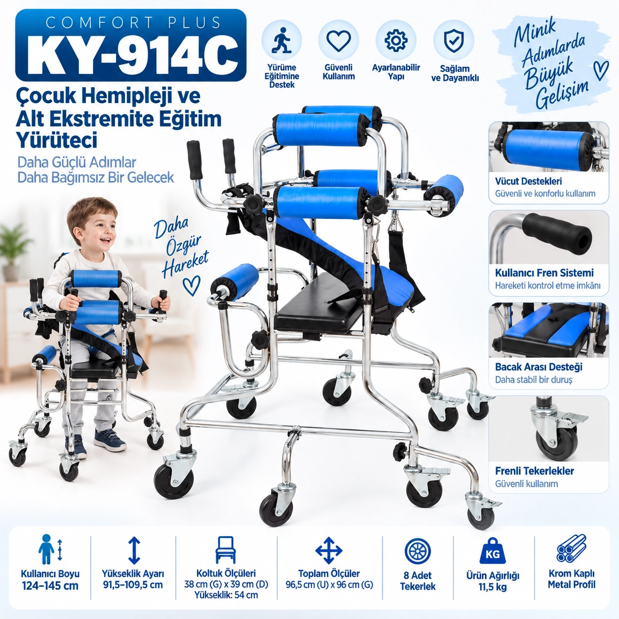 Comfort Plus KY-914C Çocuk Hemipleji ve Alt Ekstremite Eğitim Yürüteçi