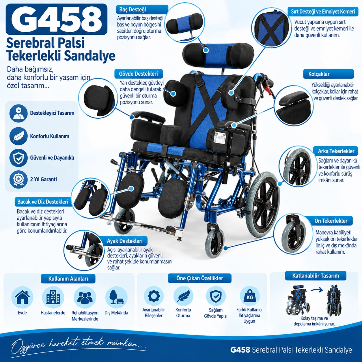 Golfi G458 Cerebral Palsy Tekerlekli Sandalye