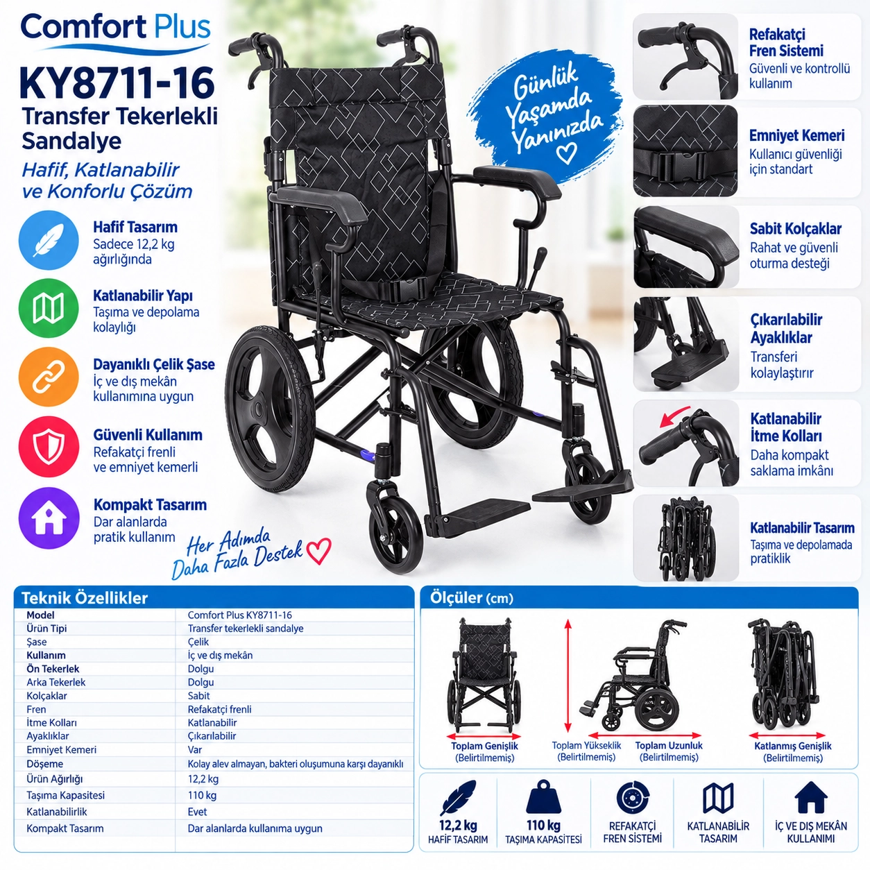 Comfort Plus KY8711-16 Tekerlekli Sandalye 