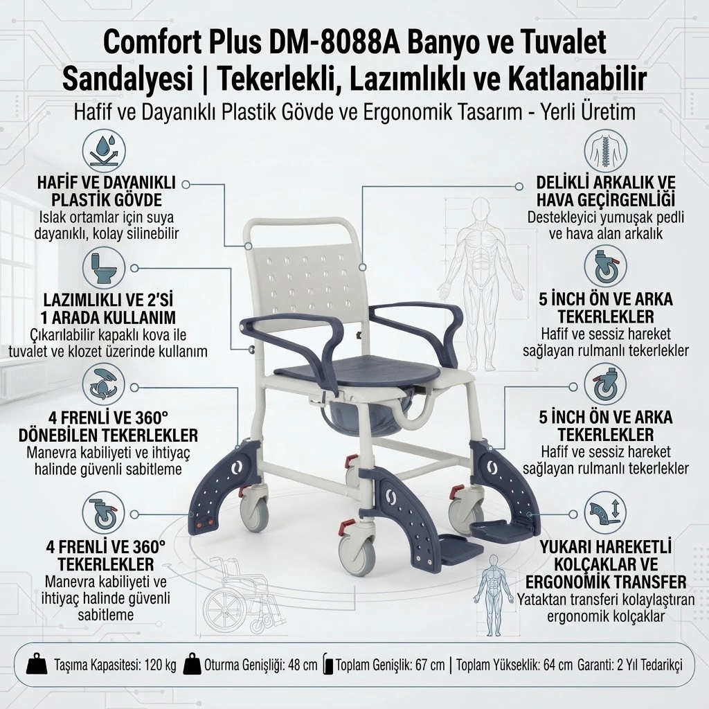 Comfort Plus DM-8088A Banyo ve Tuvalet Sandalyesi