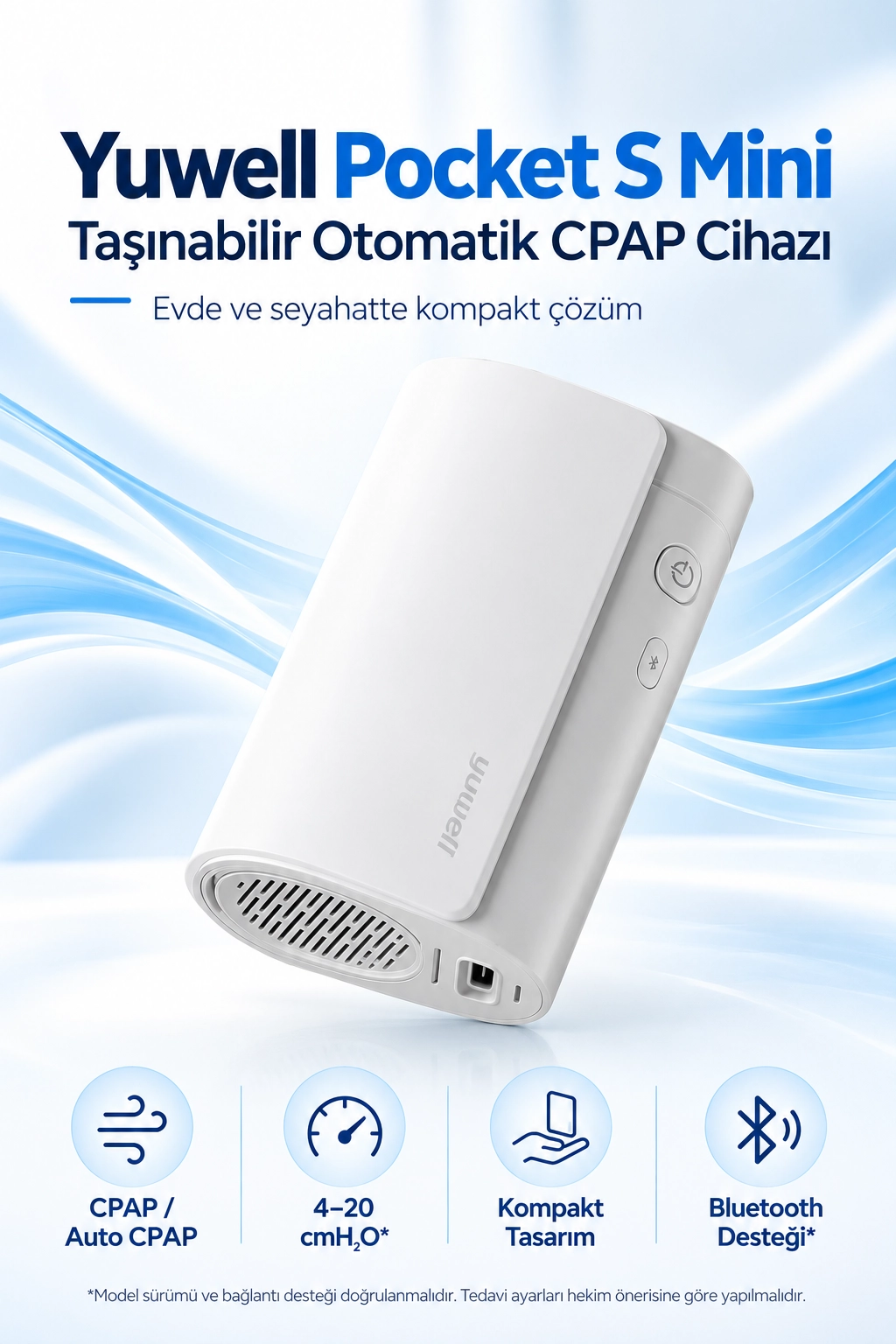 Yuwell Pocket S Mini Auto CPAP Cihazı | Taşınabilir Otomatik CPAP