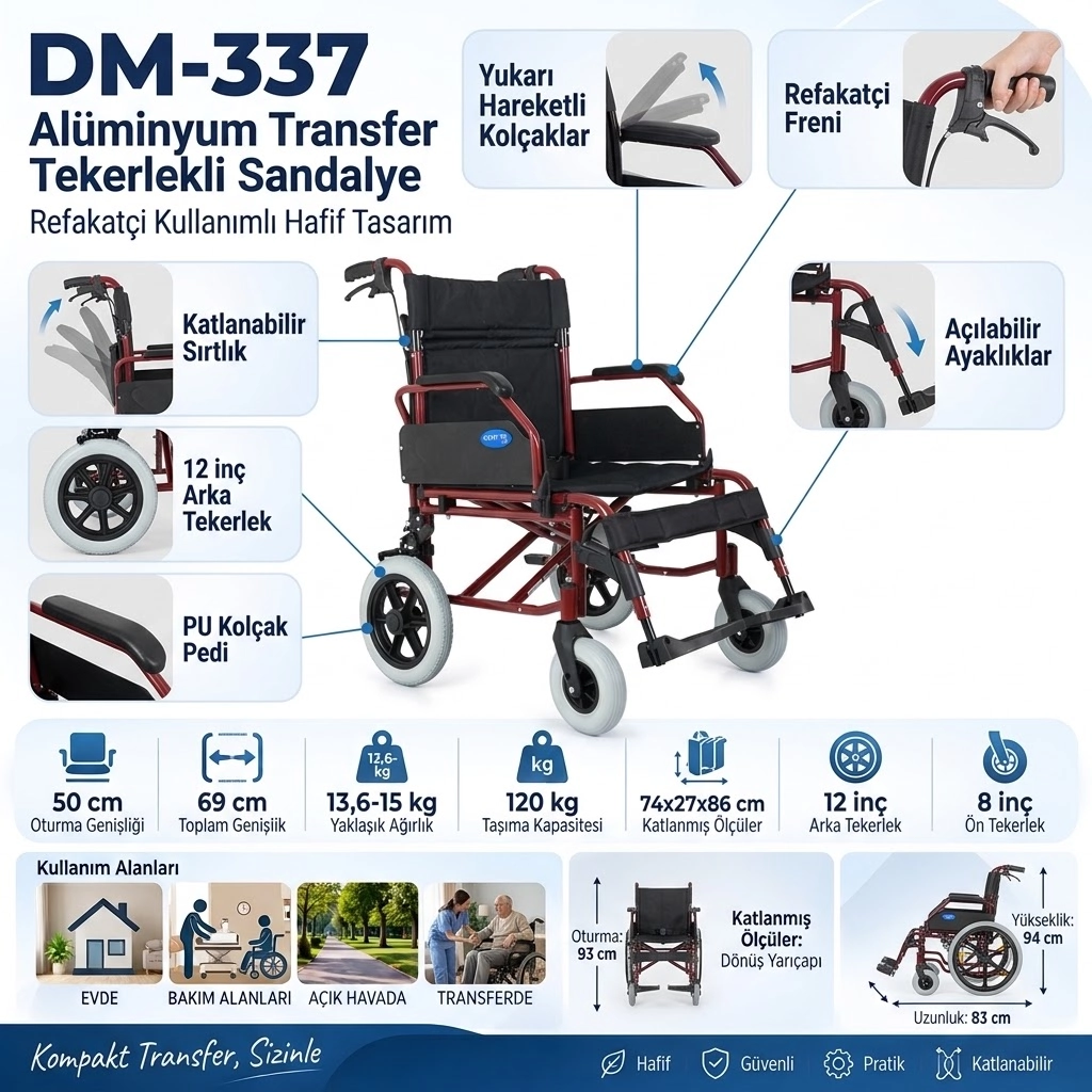 Comfort Plus DM-337 50cm Tekerlekli Sandalye