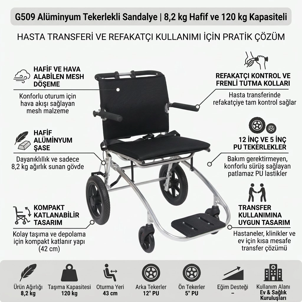 G509 Alüminyum Tekerlekli Sandalye