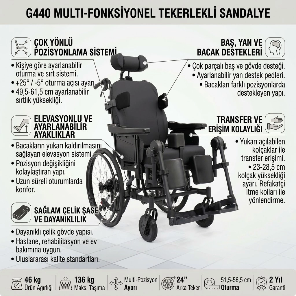 G440 Multi-Fonksiyonel Tekerlekli Sandalye