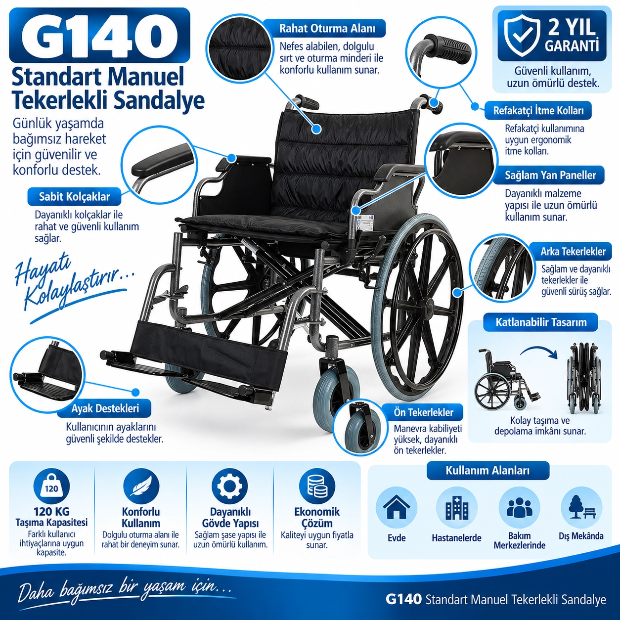 Golfi G140 Bariatrik Tekerlekli Sandalye