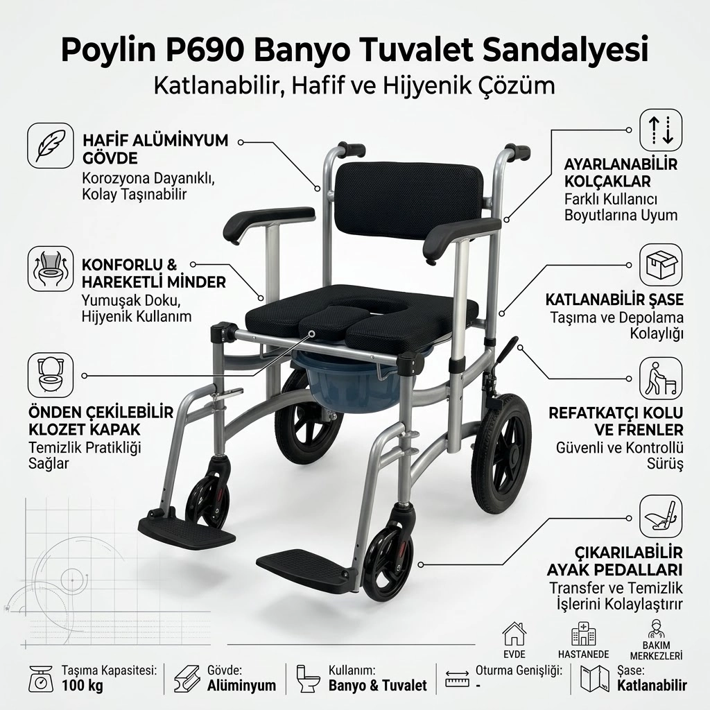 Poylin P690 Banyo-Tuvalet Sandalyesi