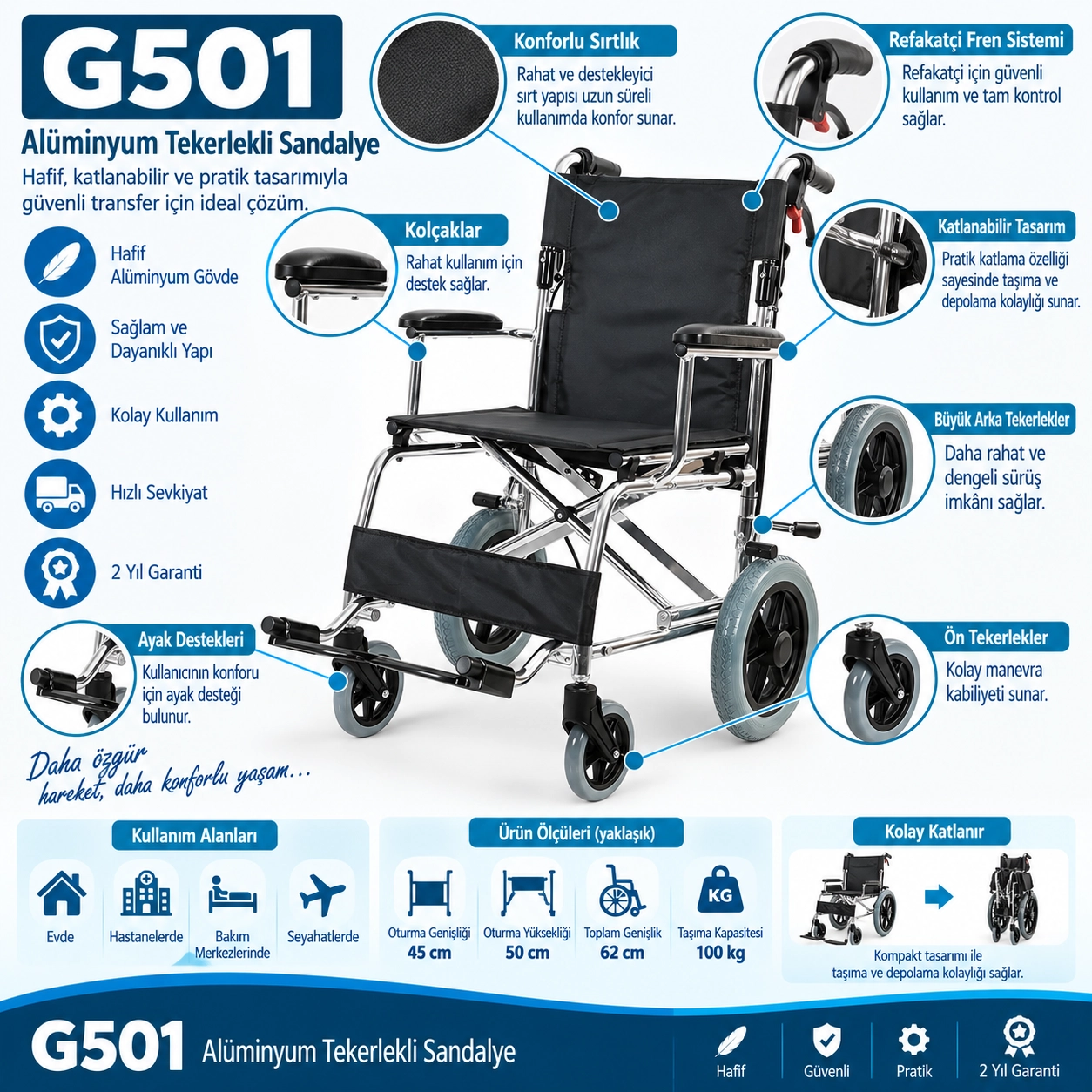 Golfi G501 Alüminyum Transfer Sandalyesi