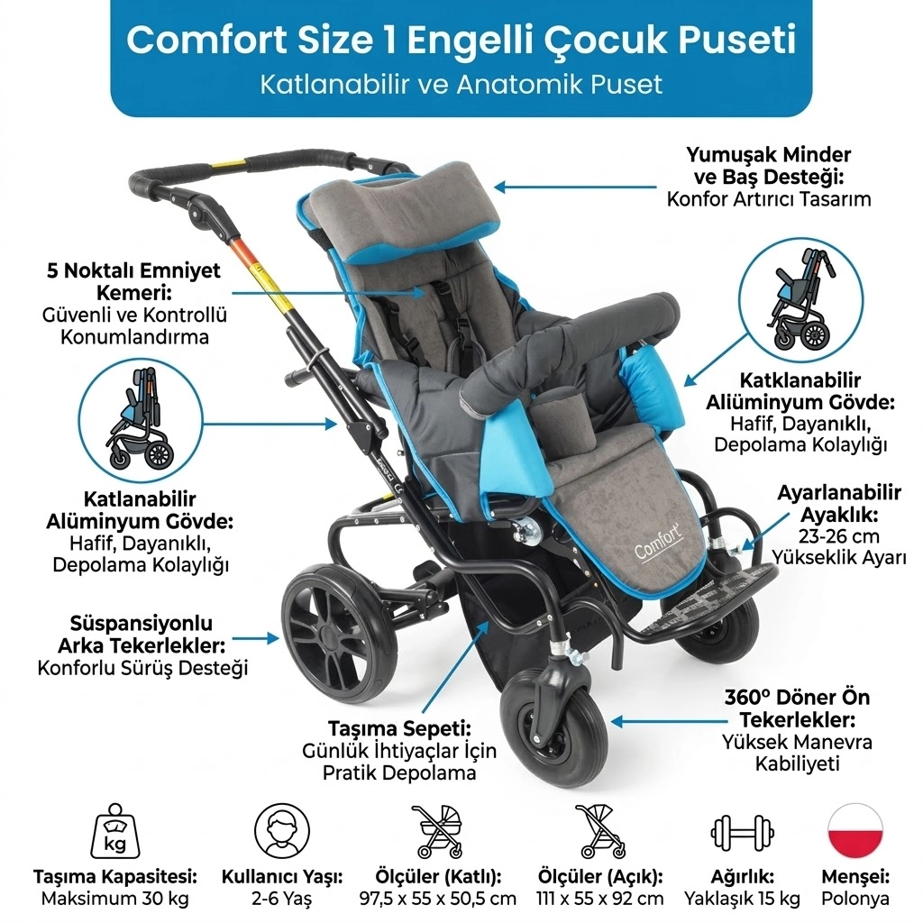 Comfort Size 1 Engelli Çocuk Puseti