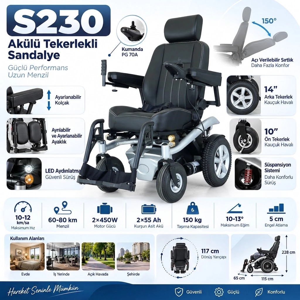 Scuba S230 Akülü Tekerlekli Sandalye
