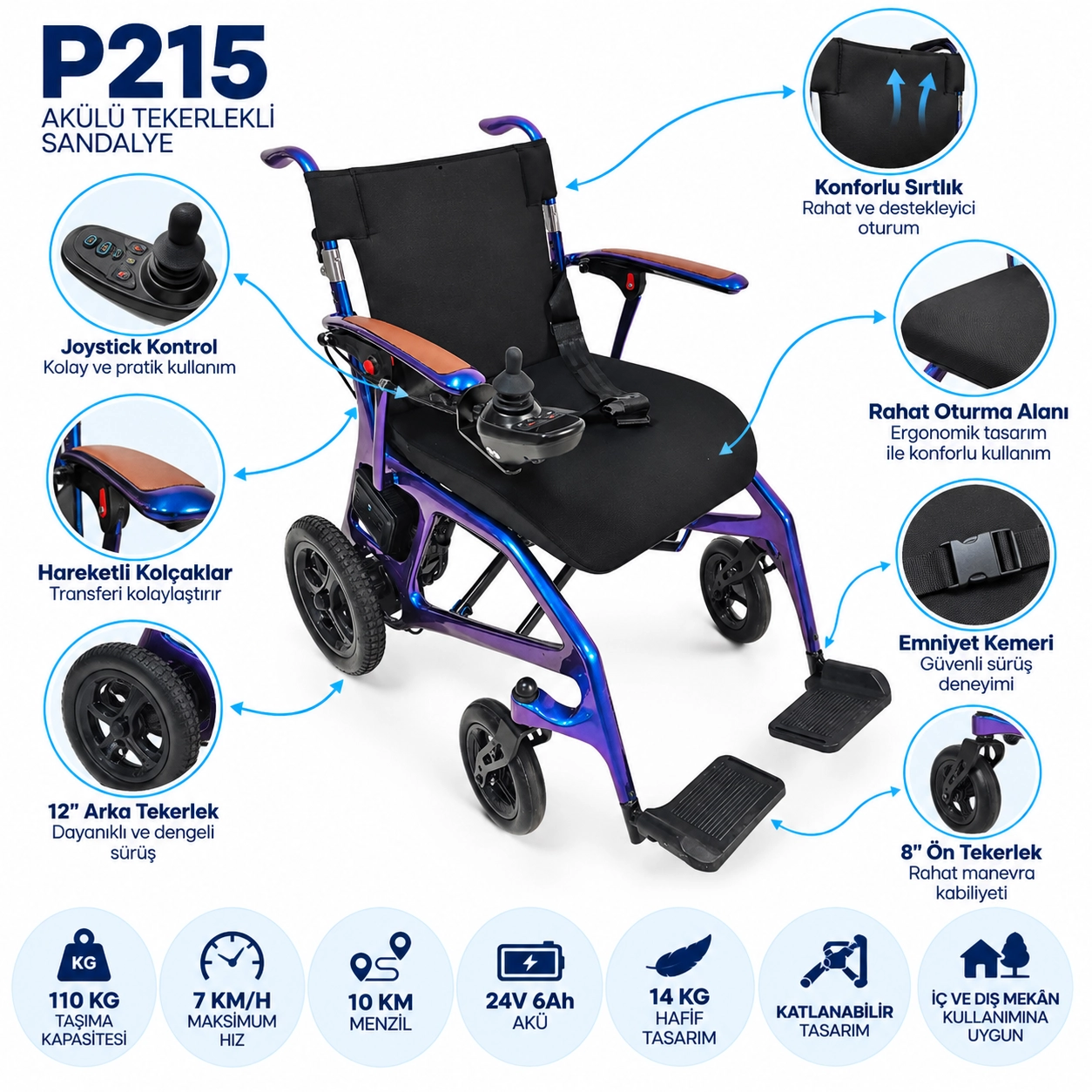 Poylin P215 Karbon Fiber Akülü Tekerlekli Sandalye