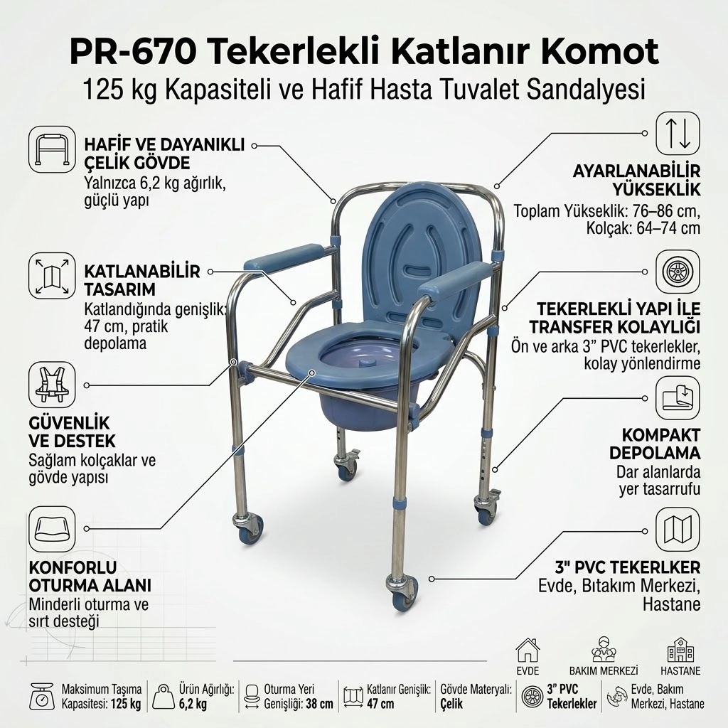 Tekerlekli Katlanır Komot