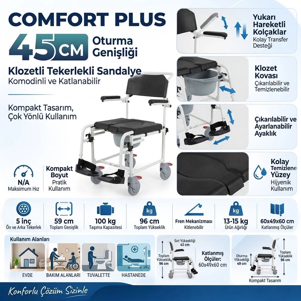Comfort Plus Easy Shower Banyo ve Tuvalet Sandalyesi 