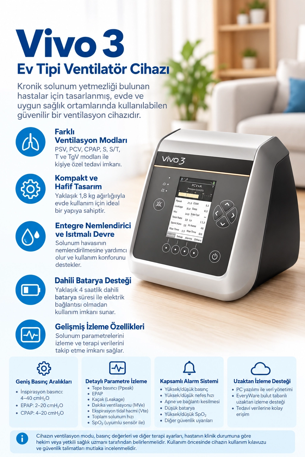 Breas Vivo 3 Ev Tipi Ventilatör Cihazı 