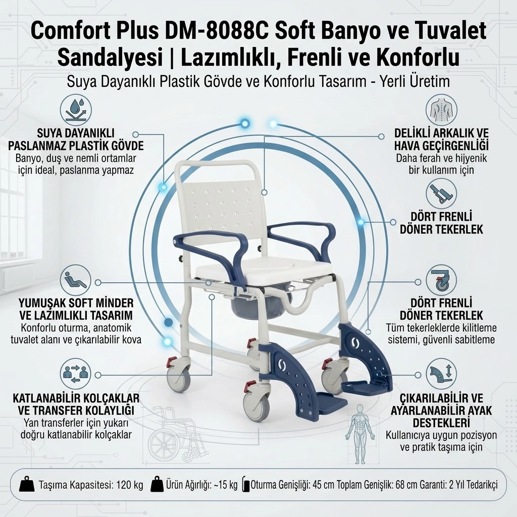 Comfort Plus DM-8088C Soft Banyo ve Tuvalet Sandalyesi