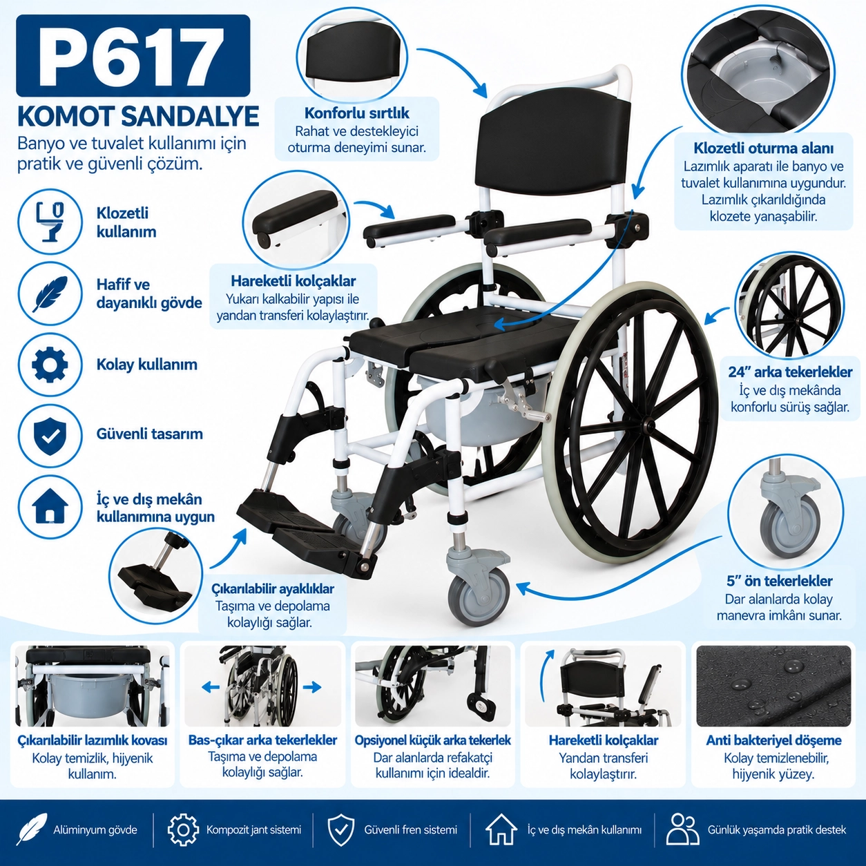 Poylin P617 Banyo Tuvalet Sandalyesi