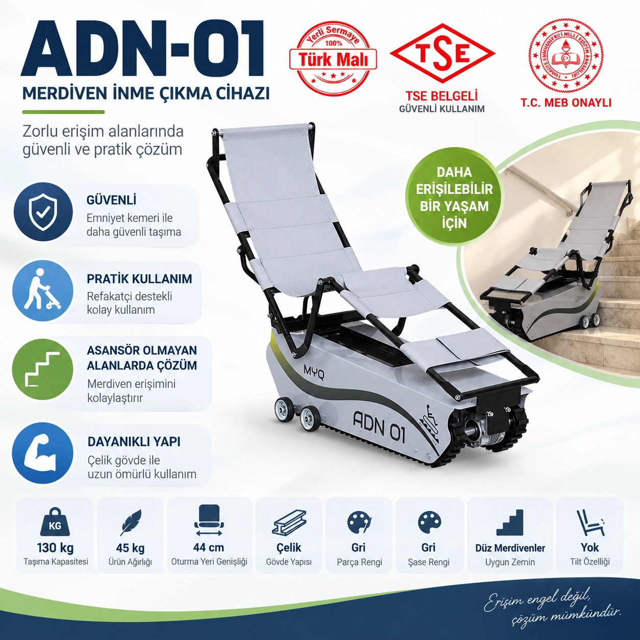 ADN-01 Merdiven İnme Çıkma Cihazı TSE Belgeli