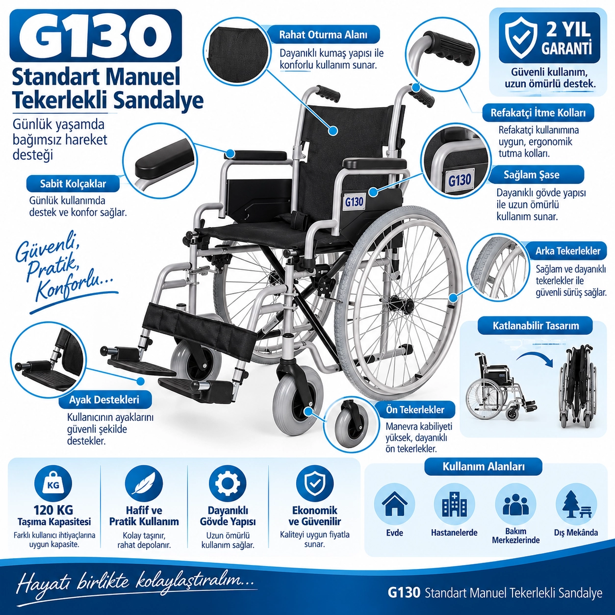 Golfi G-130 Manuel Tekerlekli Sandalye