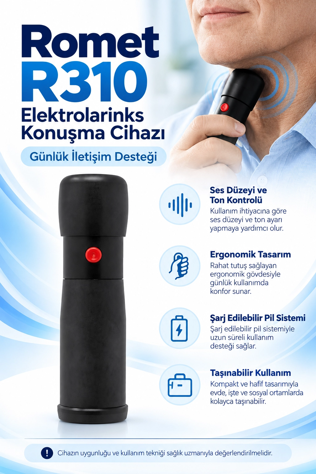 Romet R310 Elektrolarinks Konuşma Cihazı | Ses İletişim Cihazı