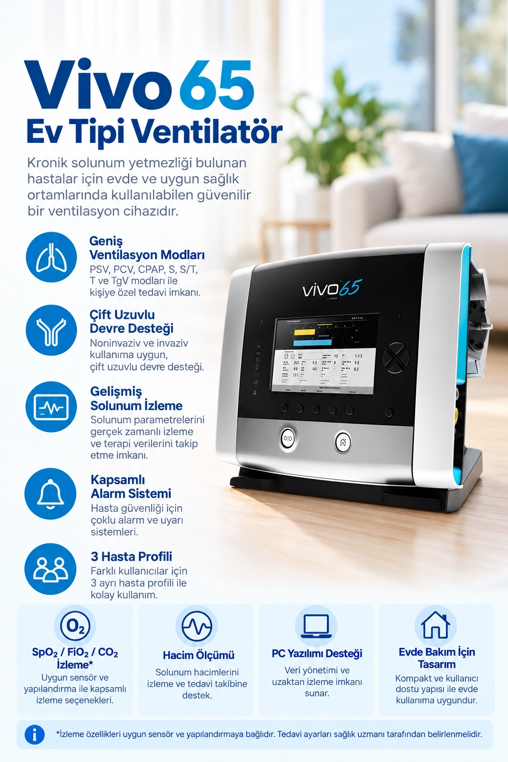Breas Vivo 65 Ev Tipi Ventilatör Cihazı