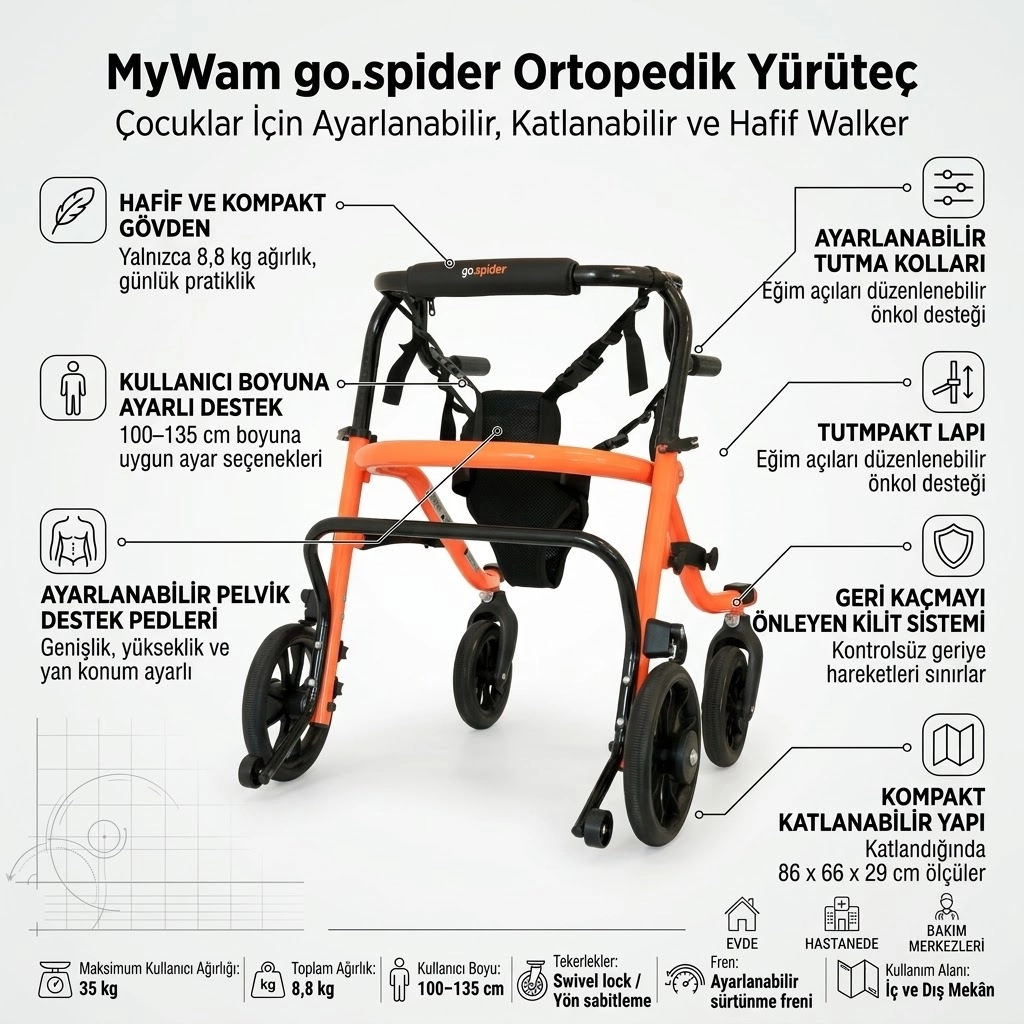 Mywam Go.Spider Bacakarası Destekli Yürüteç