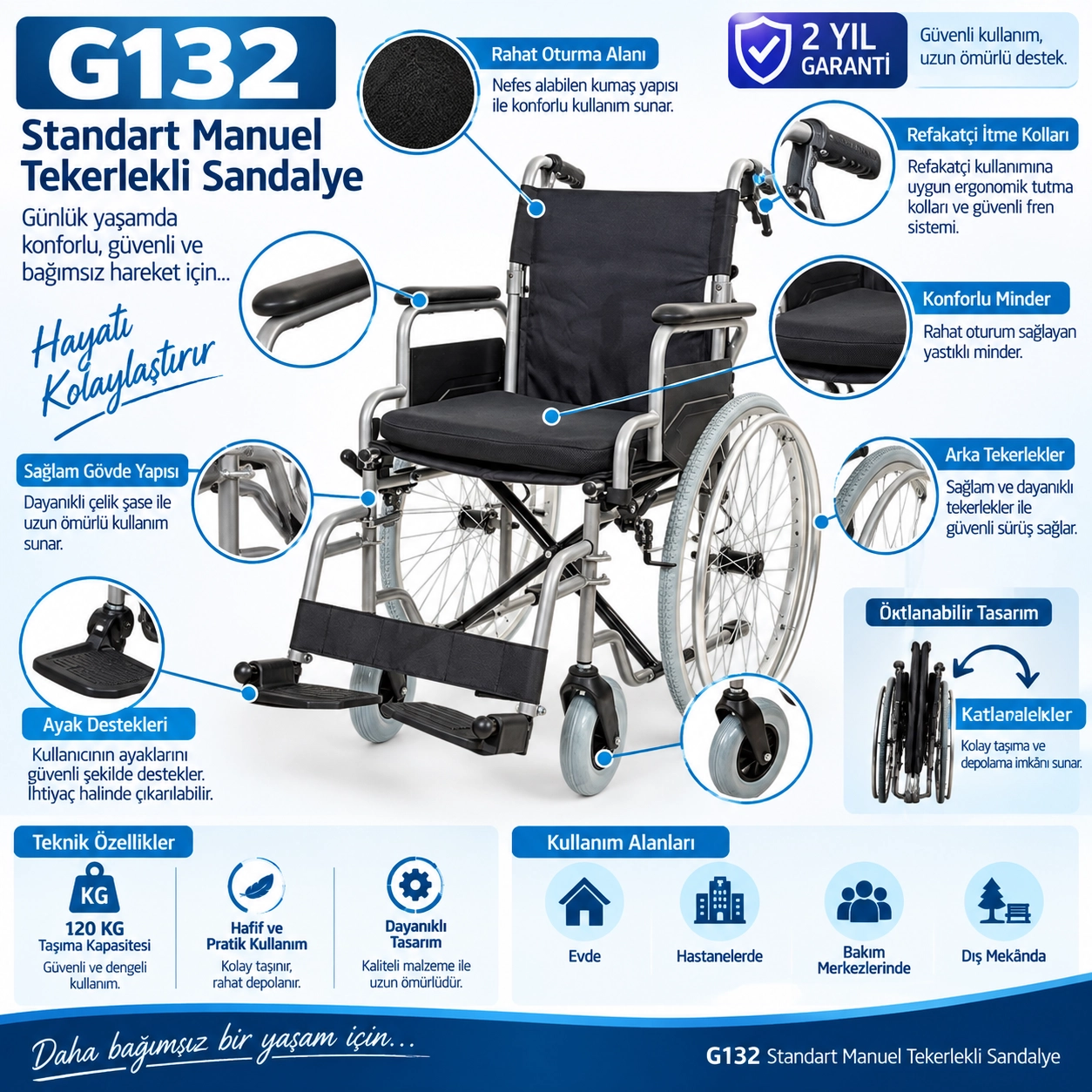 Golfi G132 Manuel Tekerlekli Sandalye