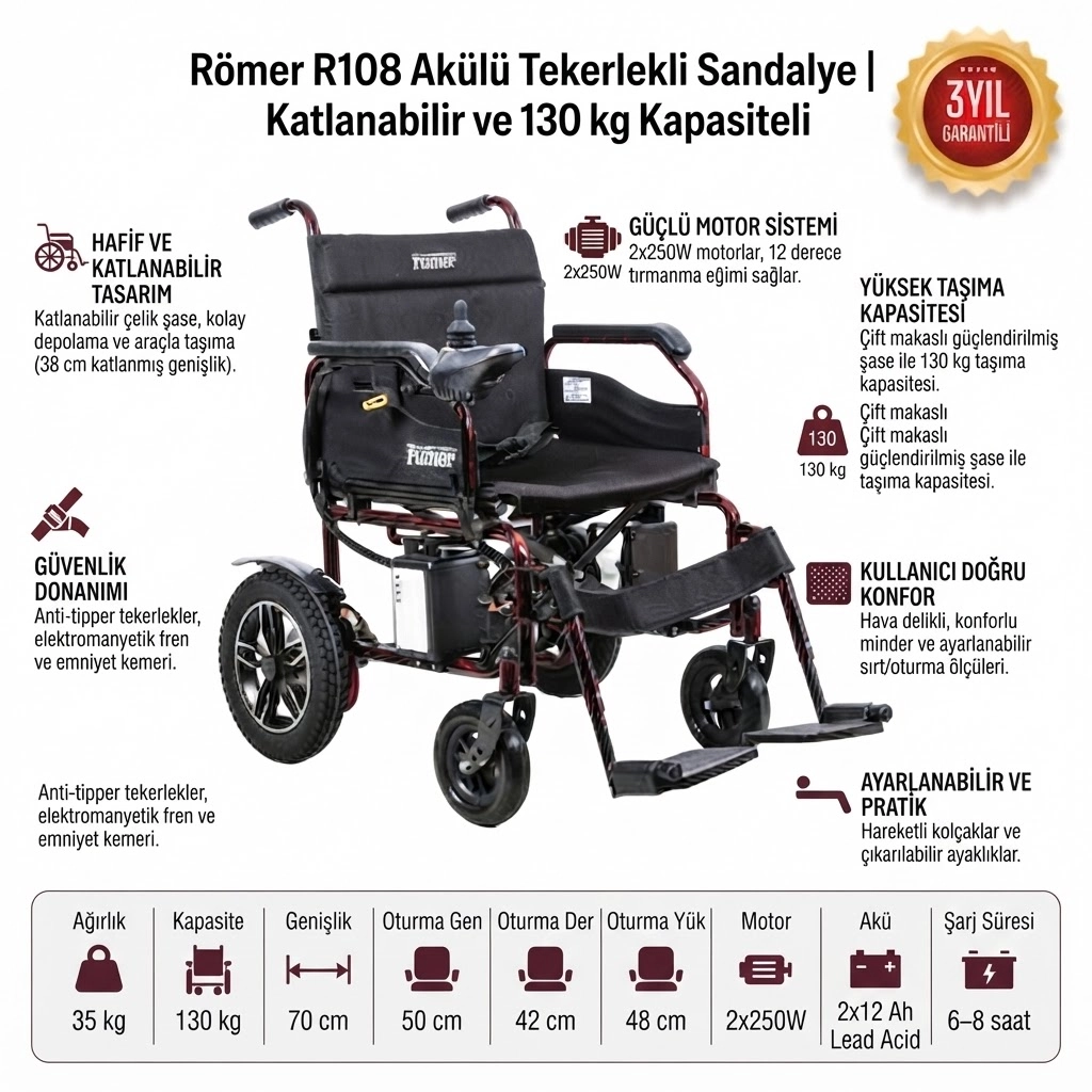 Römer R108 Akülü Tekerlekli Sandalye
