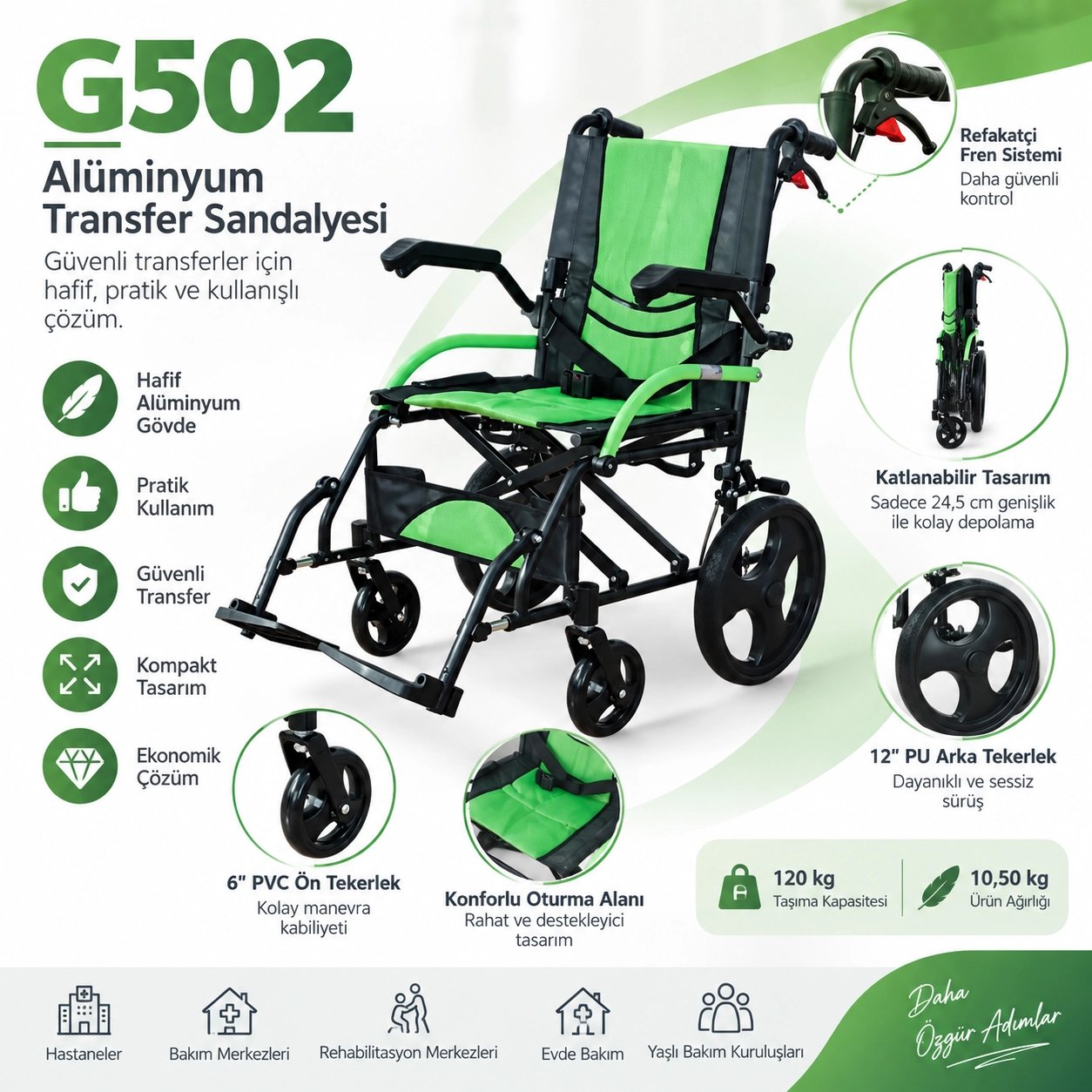 Golfi G502 Alüminyum Transfer Sandalyesi