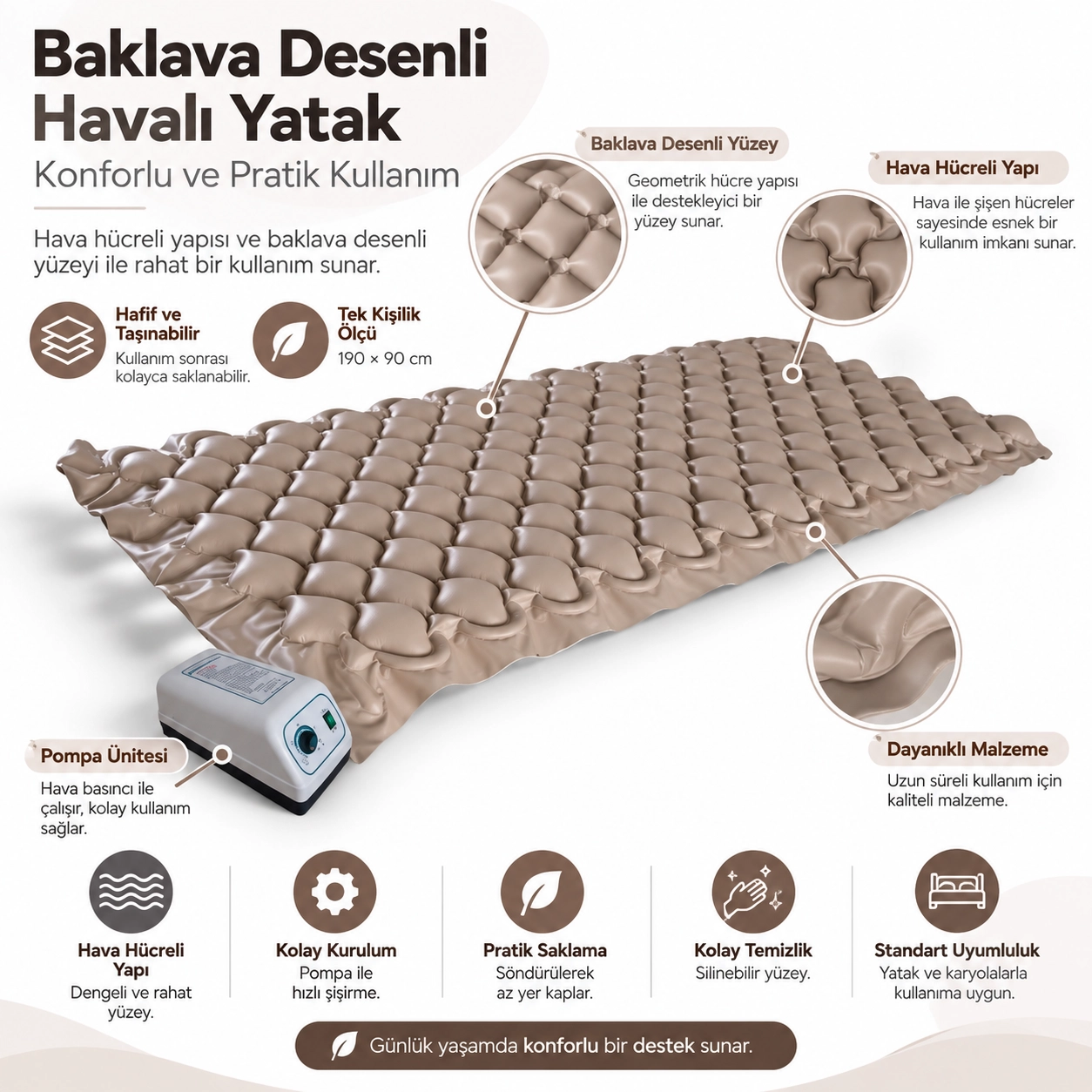 Witra Baklava Desenli Havalı Yatak