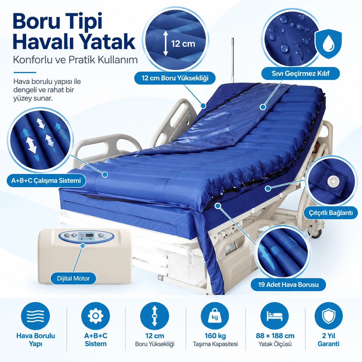 Witra A+B+C Boru Tipi Havalı Yatak 12 Cm ES-900 W