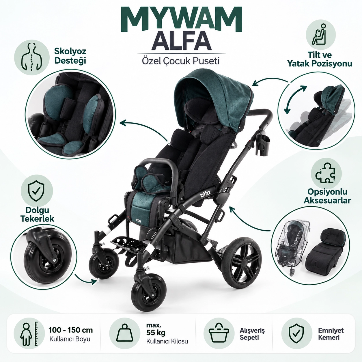 Mywam Alfa Engelli Çocuk Puseti