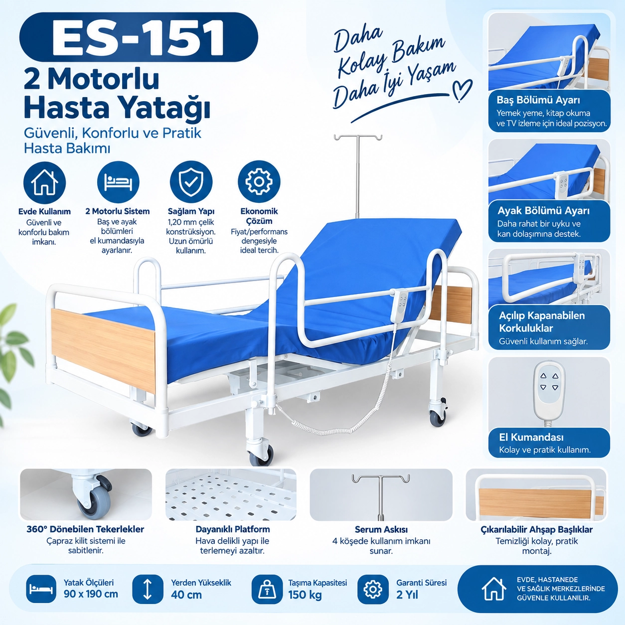 2 Motorlu Hasta Yatağı ES-151