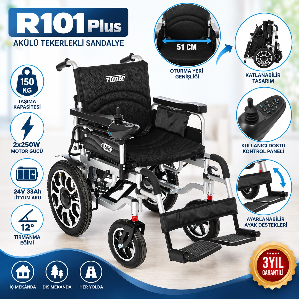 Römer R101 Plus Akülü Tekerlekli Sandalye
