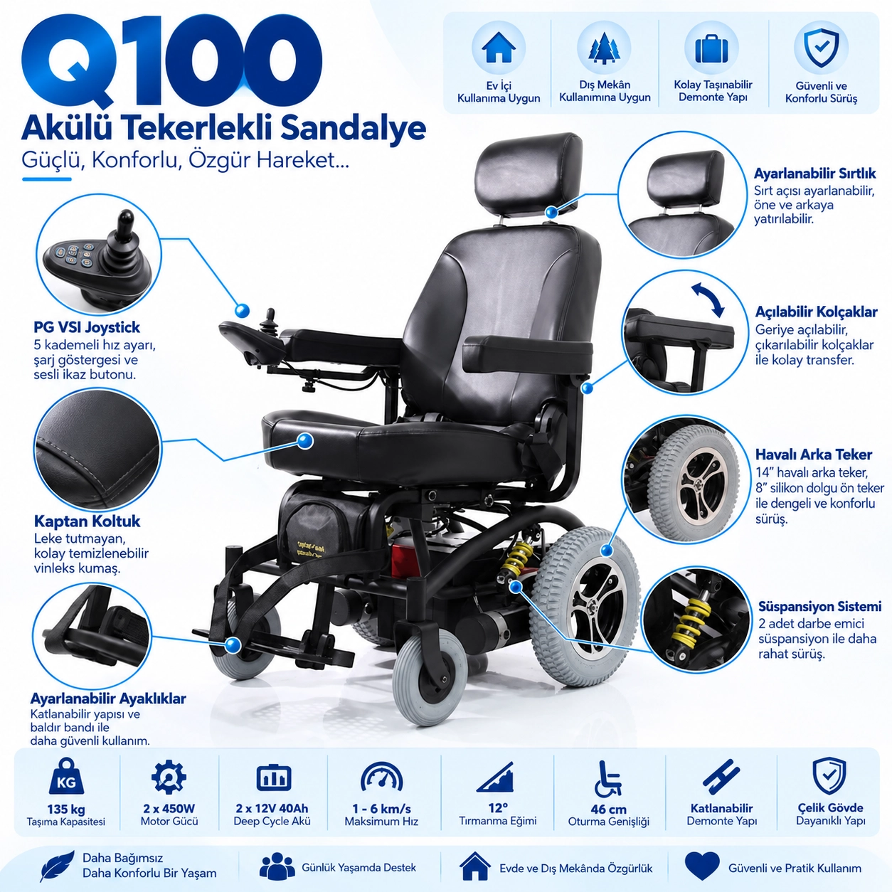 Q-100 Akülü Tekerlekli Sandalye