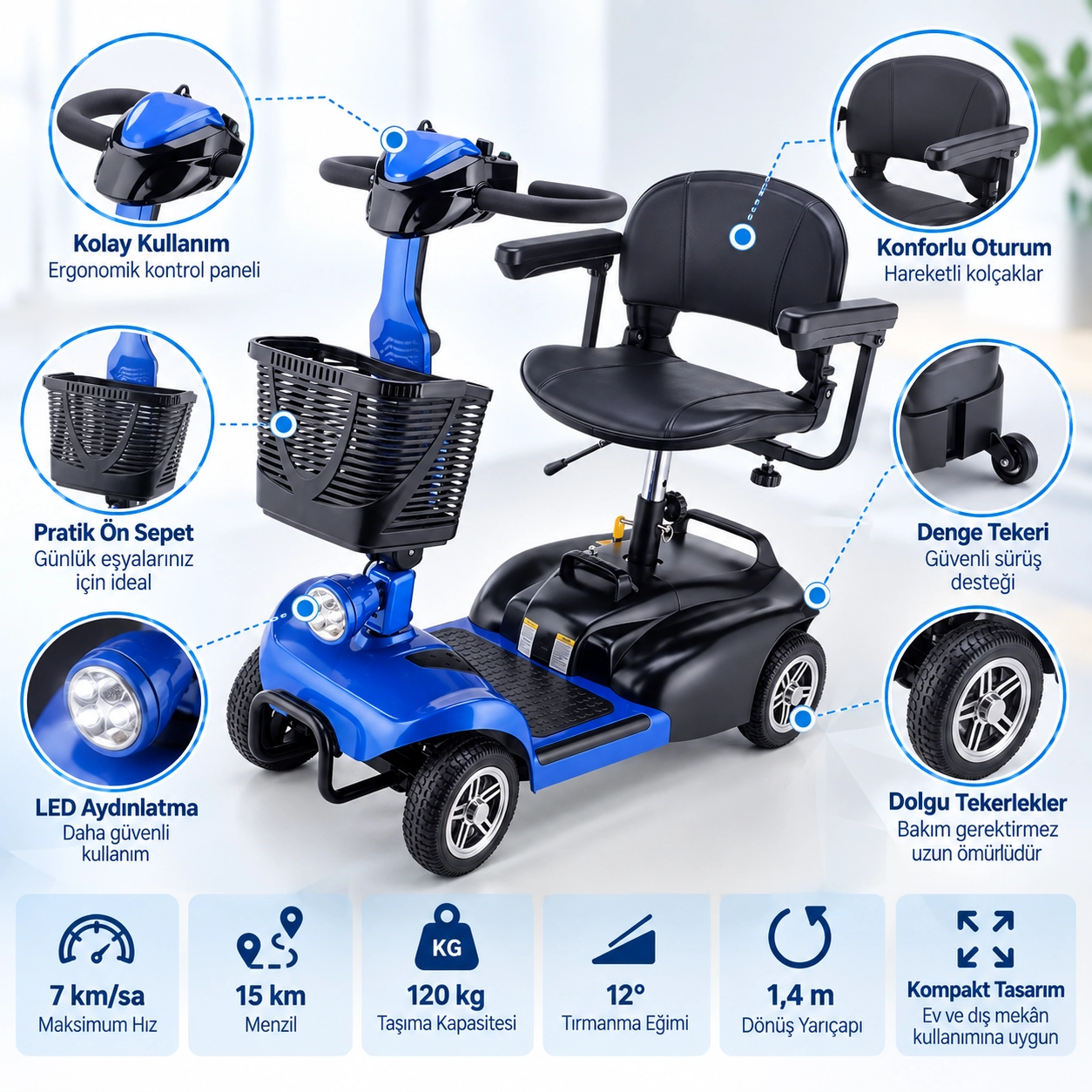 Poylin P410 Akülü Tekerlekli Sandalye Engelli Aracı