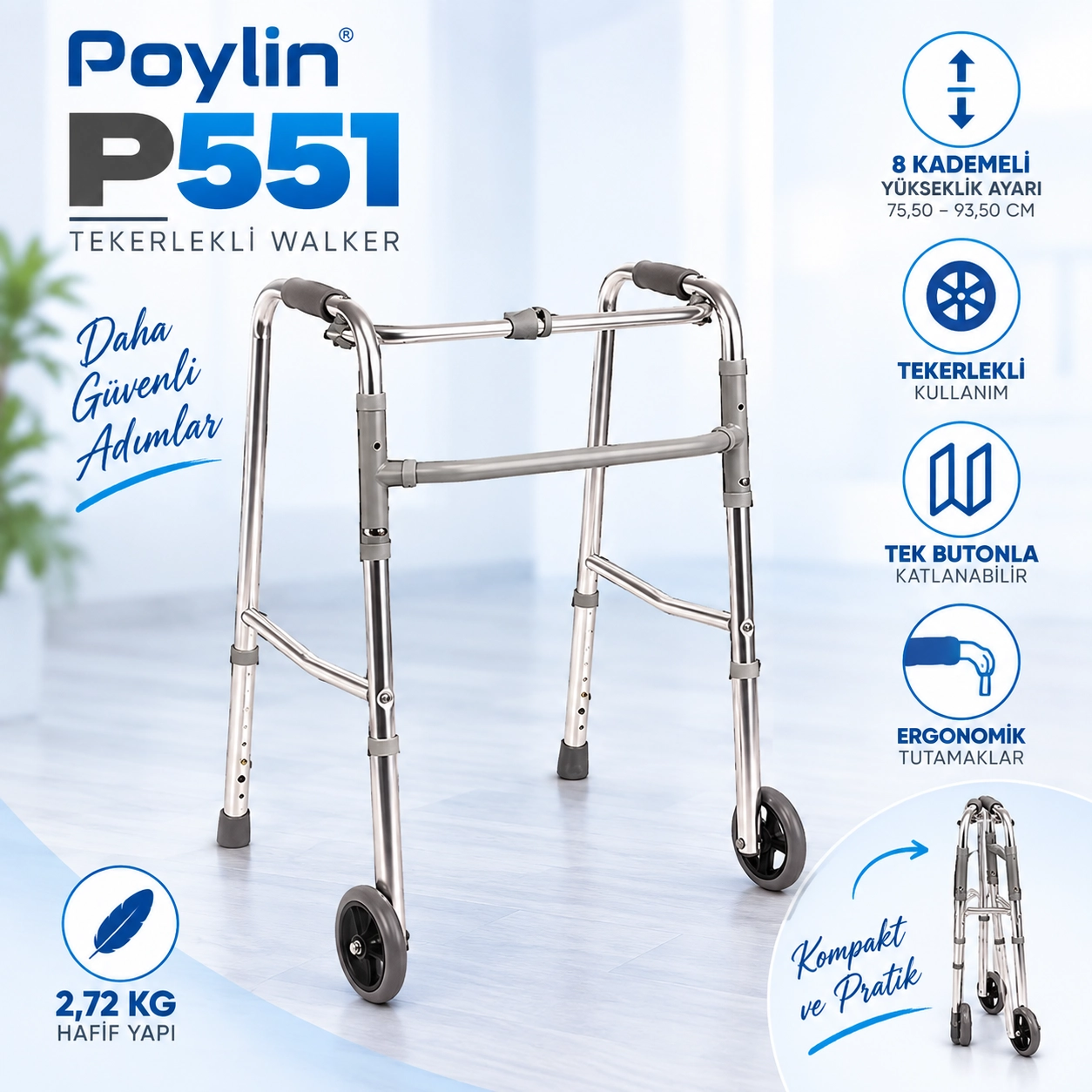 Poylin P551 Tekerlekli Walker