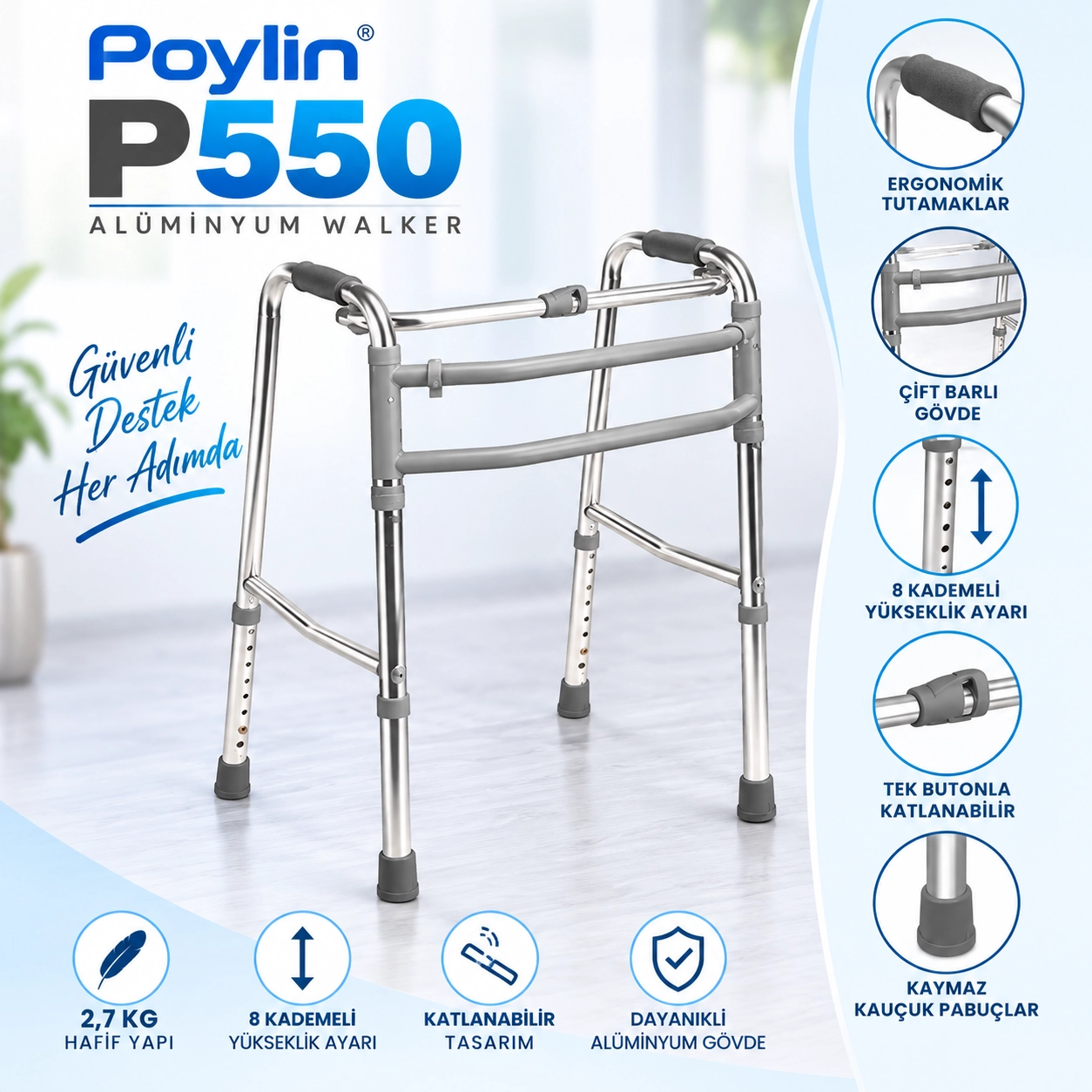 Poylin P550 Alüminyum Walker