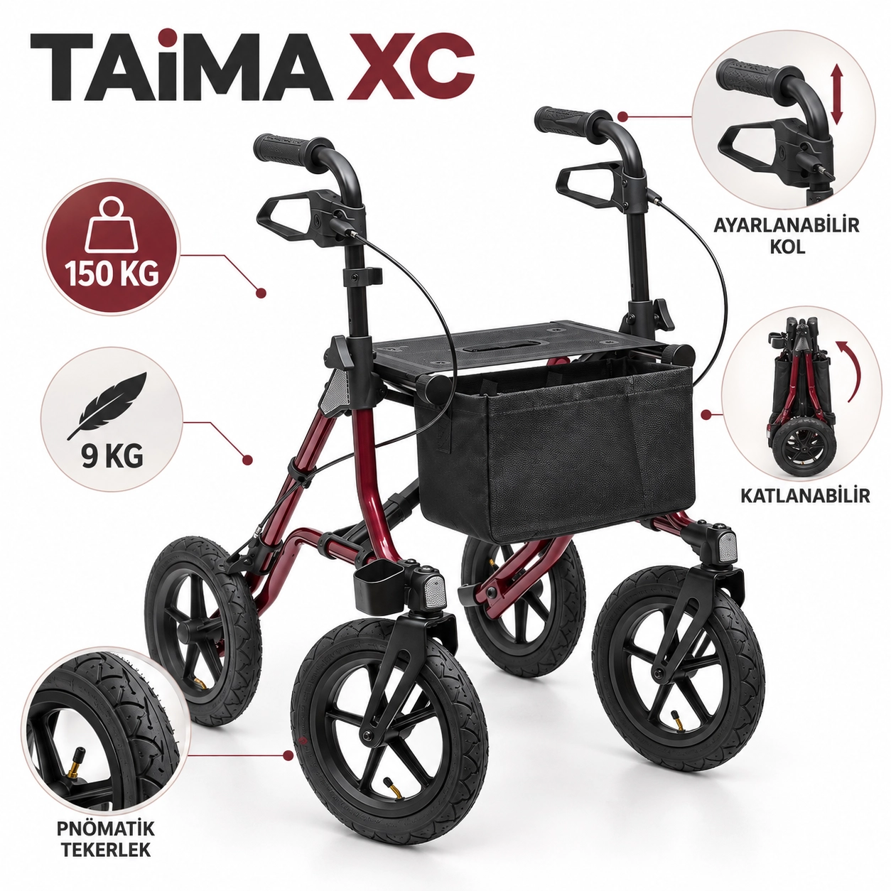 DIETZ TAiMA XC Pnömatik Tekerlekli Rollatör