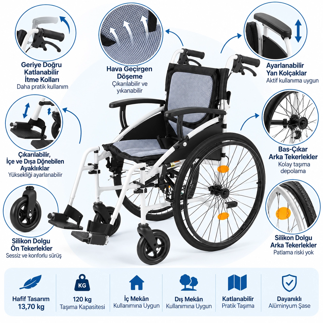 Comfort Plus GPro Alüminyum Özellikli Tekerlekli Sandalye