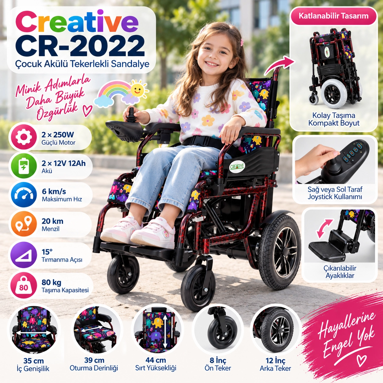 Creative CR-2022 Çocuk Akülü Tekerlekli Sandalye